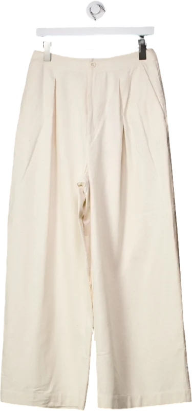  Clothes For WomanJenni Kayne Cream Relaxed Wide Leg Trousers UK 6 Clothes For Woman