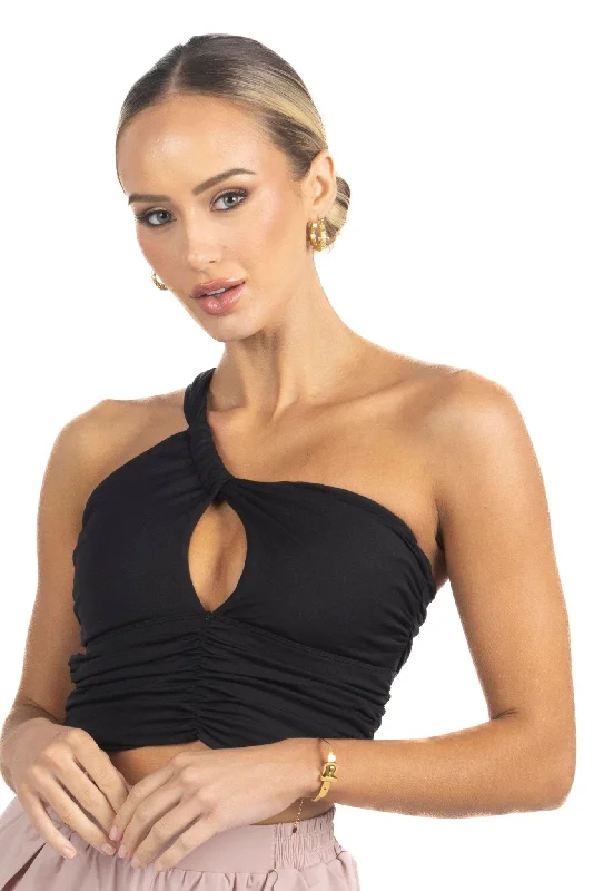  Women's Contemporary ApparelBelle Drapped Activewear Sportsbra in Black Women's Contemporary Apparel