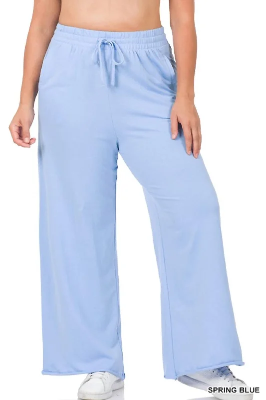  Casual Fashion for WomenFrench Terry Wide Leg Lounge Pants In Spring Blue Casual Fashion for Women