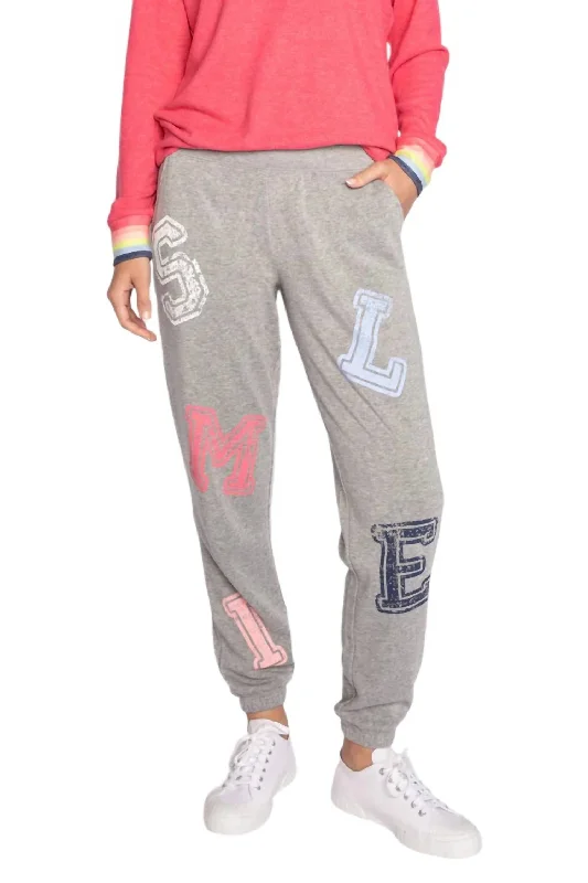  Affordable Women's Clothing Sale OnlineHappy Things Smiley Sweatpants In Heather Grey Affordable Women's Clothing Sale Online