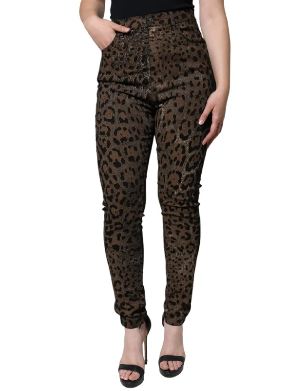  Women's Fashion ClothingDolce & Gabbana  Leopard Cotton Skinny blue Women's Jeans Women's Fashion Clothing