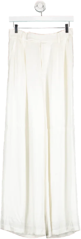  Relaxed Fit Women's FashionThird Form White Satin Wide Leg Trousers UK 8 Relaxed Fit Women's Fashion