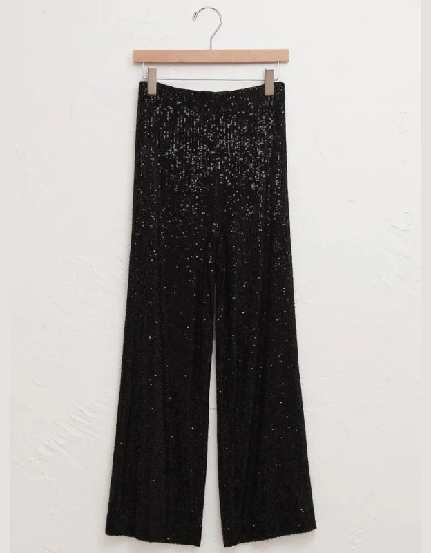  Women's Outerwear ClothingZ Supply Skylar Sequin Pants BLACK Women's Outerwear Clothing