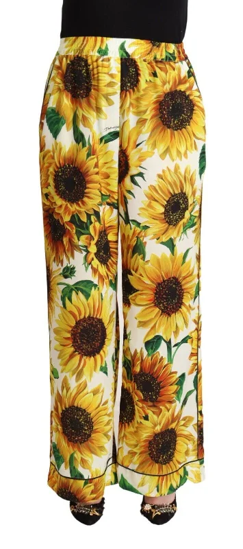  Stylish Women's Clothes for Work and PlayDolce & Gabbana Elegant Sunflower Wide Leg Women's Pants Stylish Women's Clothes for Work and Play