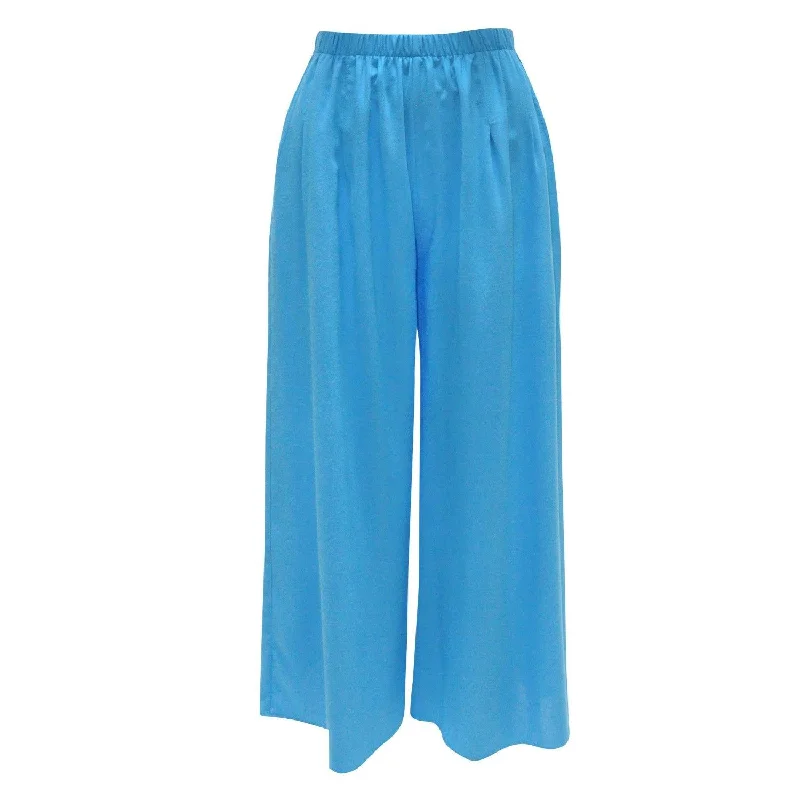  Women's Chic Outerwear GarmentsSolid Wide Leg Crop - Turquoise Women's Chic Outerwear Garments