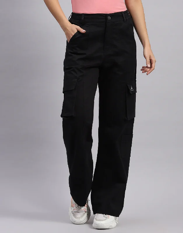  Women ClothesWomen Black Solid Regular Fit Trouser Women Clothes