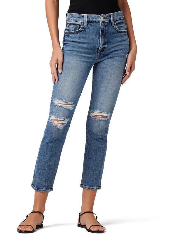  Women's Wardrobe ApparelThe Luna Womens High-Rise Crop Cigarette Jeans Women's Wardrobe Apparel