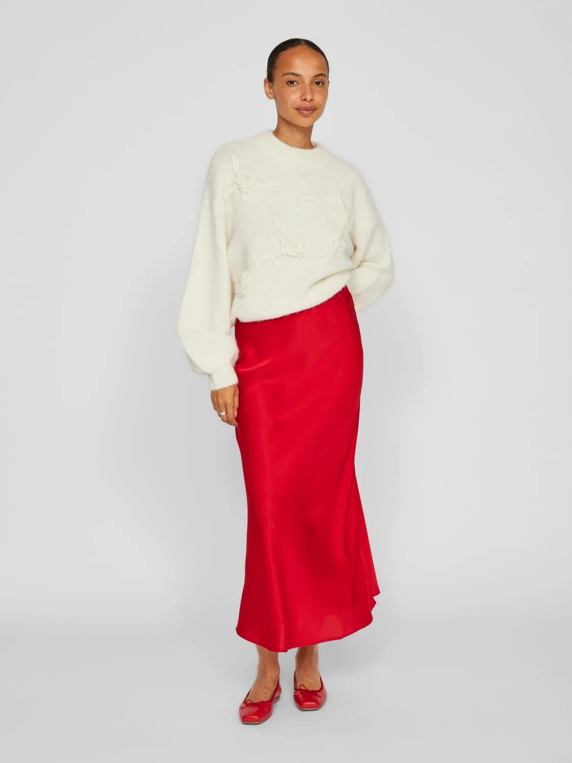  Online Boutiques ClothingSATIN MIDI SKIRT RED Online Boutiques Clothing