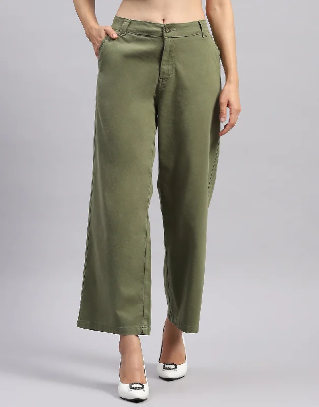  Clothes For WomanWomen Olive Solid Wide Leg Trouser Clothes For Woman