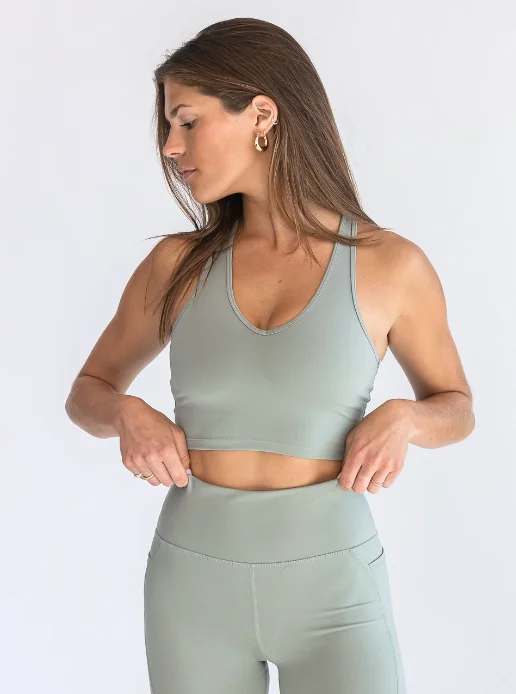  Women's Luxury GarmentsV Neck Bra Top - Dusty Sage Women's Luxury Garments