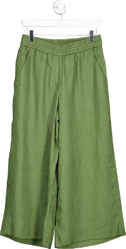  Casual Chic Women's ClothesWYSE LONDON Green Linen Wide Leg Trousers UK 8 Casual Chic Women's Clothes