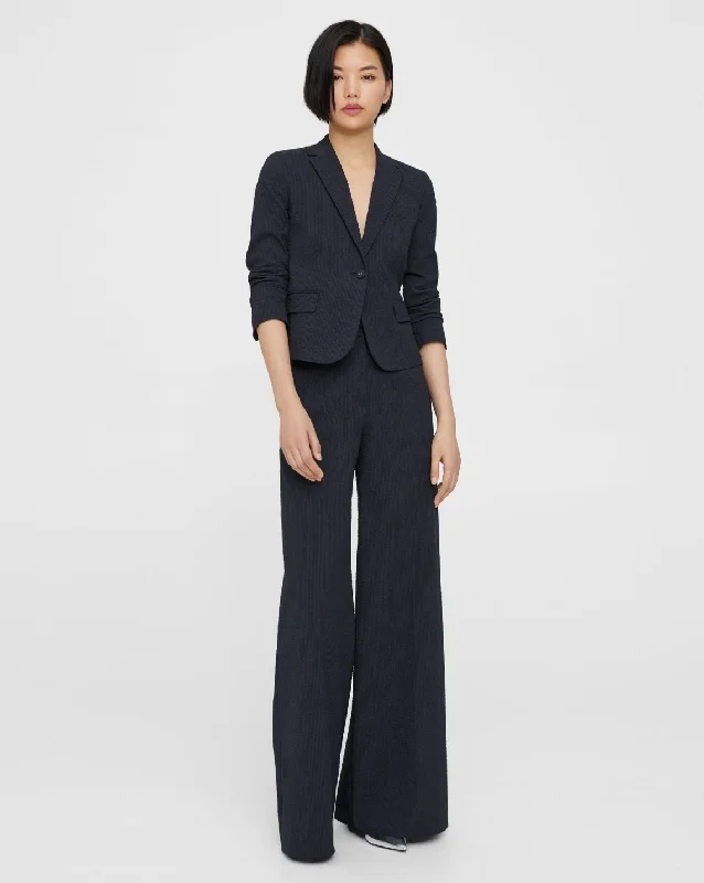  Trendy Boutique OnlineSeersucker High-Waist Wide-Leg Pant - Navy Trendy Boutique Online