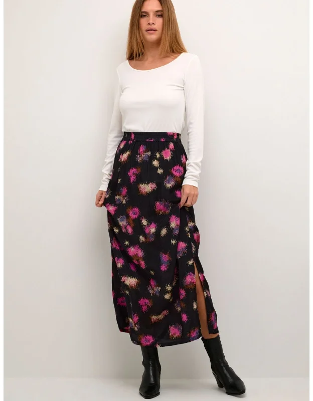  Women's Office ClothingKaffe Lita Skirt BLACK & SHOCKING PINK Women's Office Clothing