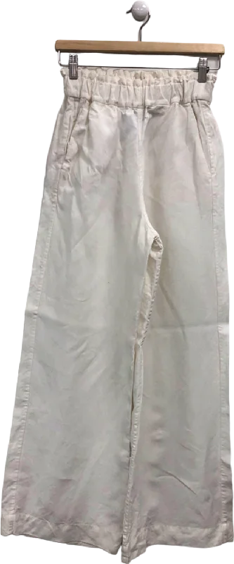  Women's Active ClothingCasa Raki White Linen Wide Leg Trousers UK S Women's Active Clothing