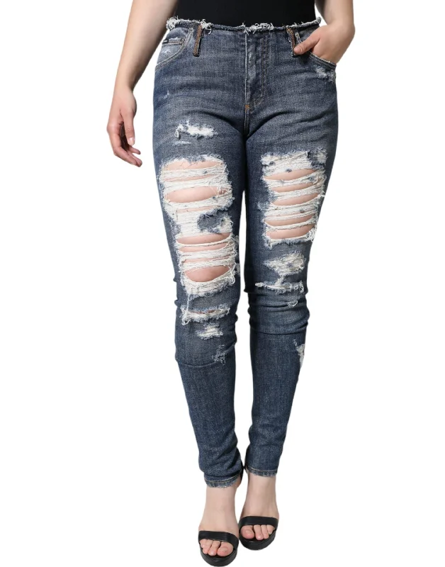  Women's Evening WearDolce & Gabbana blue Cotton Stretch Tatte Skinny Women's Jeans Women's Evening Wear