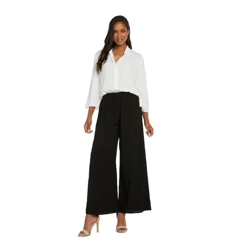  Women's Casual GarmentsSolid Long Wide Leg Pants - Black Women's Casual Garments