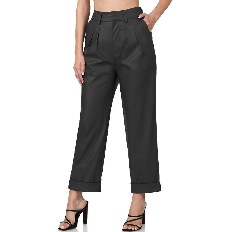  Clothes WomenVegan Leather Pleat Front Pants In Black Clothes Women