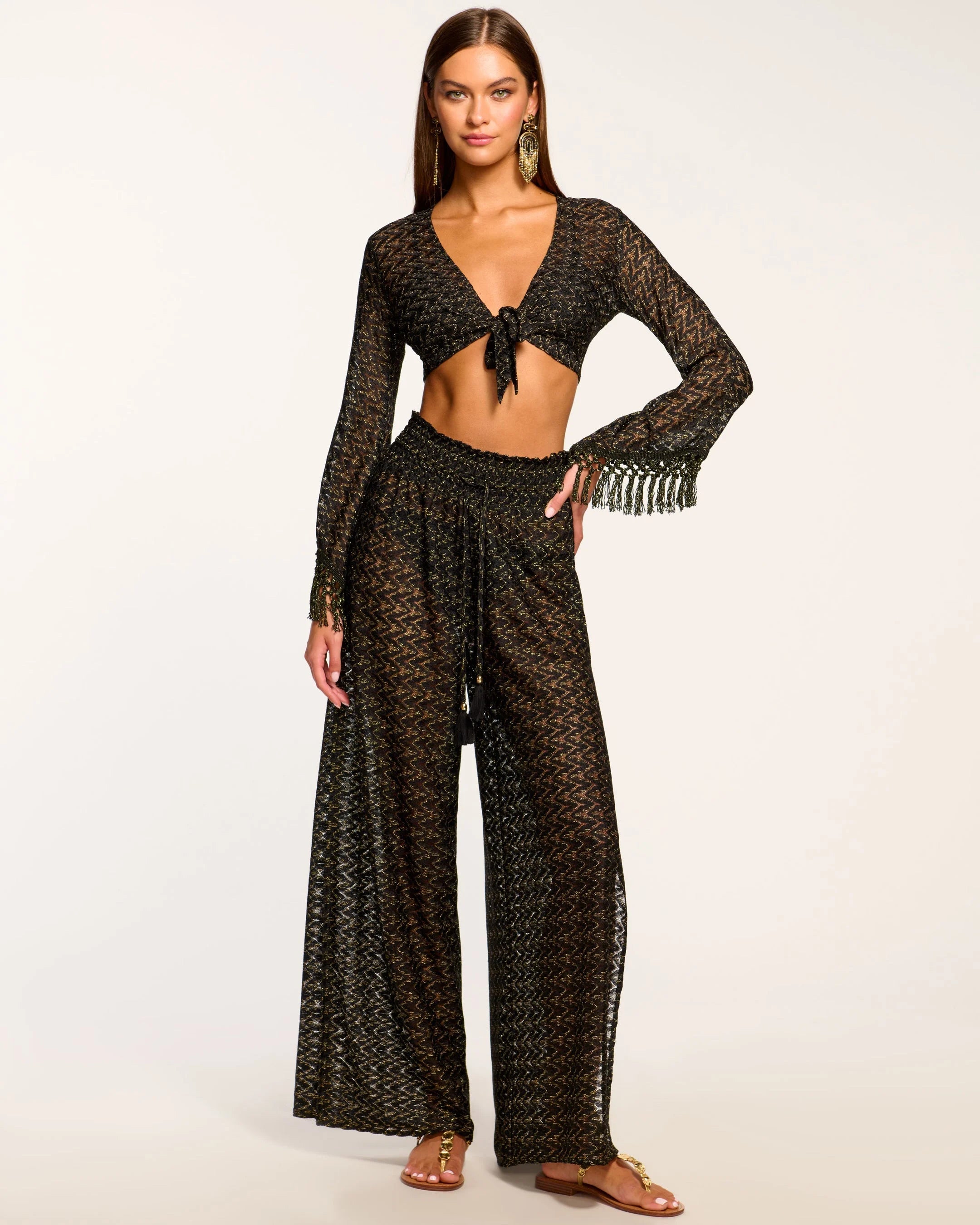  Timeless Women's ClothesGlora High Rise Coverup Pant - Black Zigzag Timeless Women's Clothes