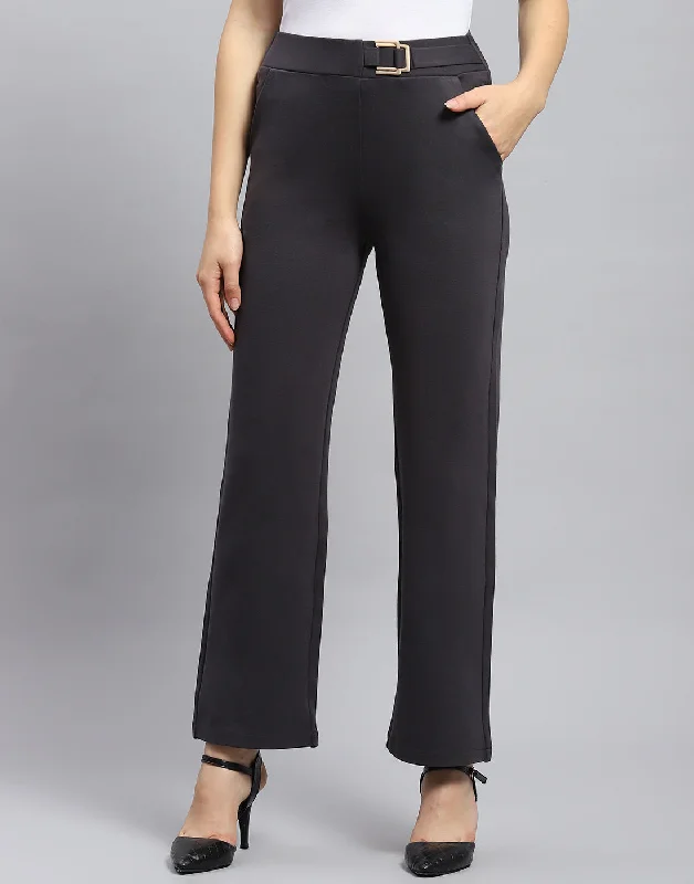  Holiday Gift Guide SaleWomen Charcoal Solid Regular Fit Trouser Holiday Gift Guide Sale